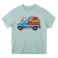 American Truck And Flag With Stars Heavy Core Tee | Teevron