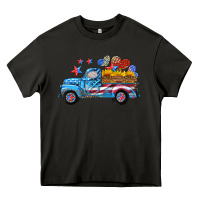 Asphalt american truck and flag with stars Heavy Core Tee - HRA Design Shop