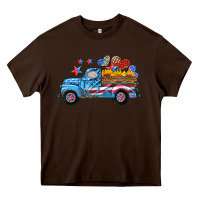 Chocolate Brown american truck and flag with stars Heavy Core Tee - HRA Design Shop