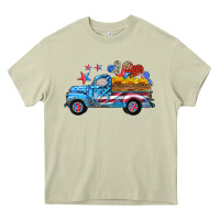 Mossy american truck and flag with stars Heavy Core Tee - HRA Design Shop