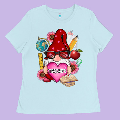 Valentines Day Teacher Gnome Ladies Tee Designed By Ranaportraitstore