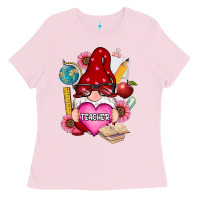 Bubblegum Pink valentines day teacher gnome Ladies Tee - RanaPortraitStore