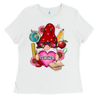White valentines day teacher gnome Ladies Tee - RanaPortraitStore
