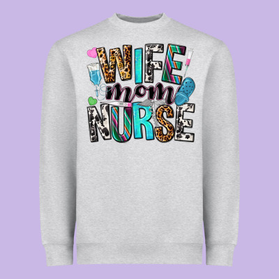 Wife Mom Nurse Heavyweight Sweatshirt Designed By Nancycooperartshop
