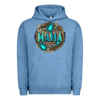 Pigment Pebble Blue Mama with gemstone leopard Mother's Day Urban Hoodie - FaDigitalArtStudio