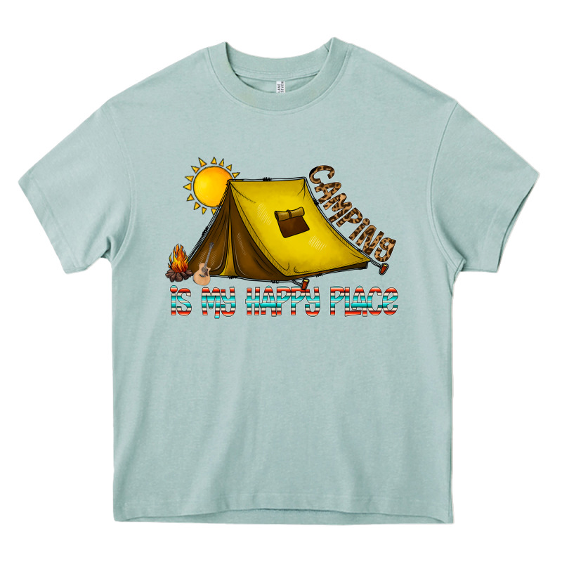 Camping Is My Happy Place Heavy Core Tee by CowhideDigitalArt | Teevron