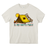 Cream camping is my happy place Heavy Core Tee - CowhideDigitalArt
