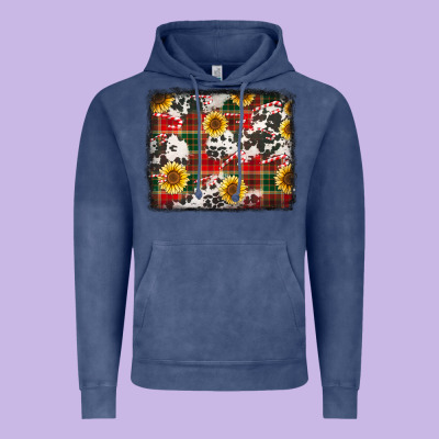 Cowhide Sunflowers Candy Canes Vintage Hoodie Designed By Jasminsmagicworld