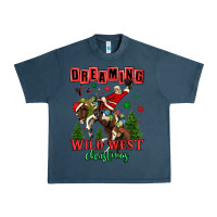 Midnight Navy dreaming of a wild west christmas cowboy santa Urban Heavy Tee - MaliasSmallBusiness