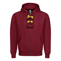 Burgundy Yellow Flower Mom Skull Zipper Hoodie - Bettercallsaul