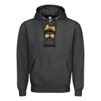 Charcoal Heather Yellow Flower Mom Skull Zipper Hoodie - Bettercallsaul