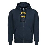 Navy Yellow Flower Mom Skull Zipper Hoodie - Bettercallsaul
