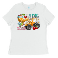 White i dig 100 days of school Ladies Tee - RacoonDesign