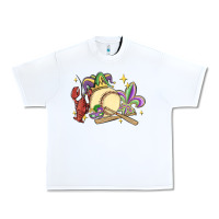 White mardi gras baseball Urban Heavy Tee - MaliasSmallBusiness