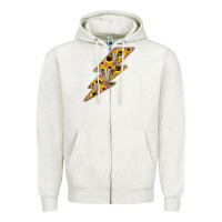 Oatmeal Heather Sunflower and Skull Lightning Zipper Hoodie - Bettercallsaul