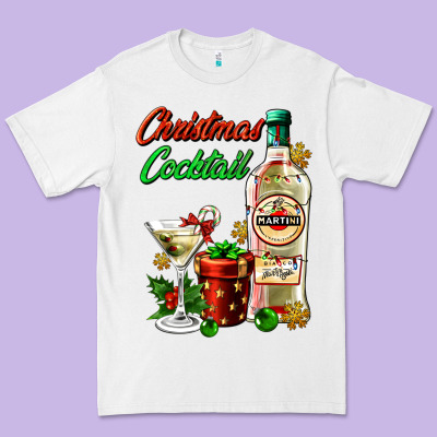 Christmas Cocktail Martini And Gift Premium Tee Designed By Adodesignshop
