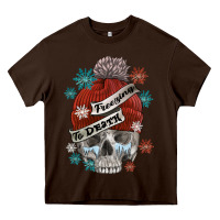 Chocolate Brown freezing to death skull Heavy Core Tee - FaDigitalArtStudio