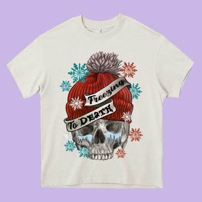 Freezing To Death Skull Heavy Core Tee Designed By Fadigitalartstudio