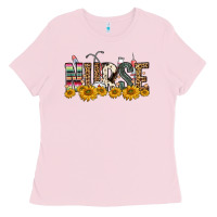Bubblegum Pink nurse sunflower Ladies Tee - FaDigitalArtStudio