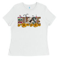 White nurse sunflower Ladies Tee - FaDigitalArtStudio