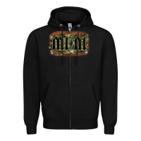 Black Camouflage Patterned Mini Tried Zipper Hoodie - Bettercallsaul