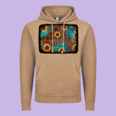 Christmas Sunflowers And Buffalo Plaid Background Vintage Hoodie Designed By Jasminsmagicworld