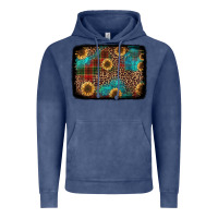 Vintage Denim christmas sunflowers and buffalo plaid background Vintage Hoodie - Jasminsmagicworld