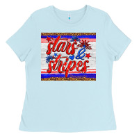 Baby Blue stars and stripes tumbler Ladies Tee - HRA Design Shop