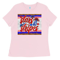 Bubblegum Pink stars and stripes tumbler Ladies Tee - HRA Design Shop