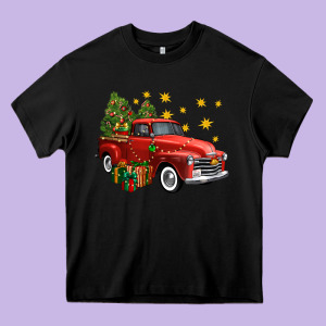 Christmas Truck Heavy Core Tee Designed By Fadigitalartstudio