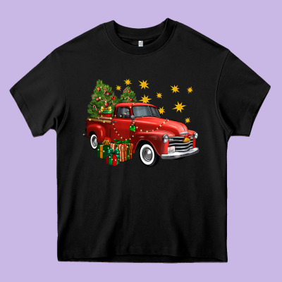 Christmas Truck Heavy Core Tee Designed By Fadigitalartstudio