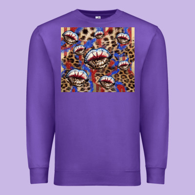 American Flag Lips Leopard  Tumbler Premium Sweatshirt Designed By Howdyjamesfarm