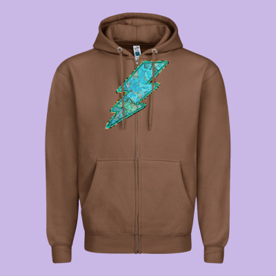 Turquoise Lightning Zipper Hoodie Designed By Bettercallsaul