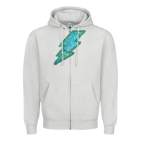 Dove Grey Turquoise Lightning Zipper Hoodie - Bettercallsaul