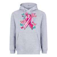 Heather Grey Breast Cancer ribbon Cancer Awareness Heavyweight Hoodie - HowdyJamesFarm