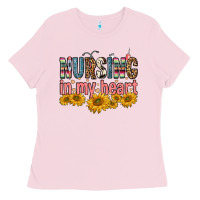 Bubblegum Pink nursing in my heart Ladies Tee - FaDigitalArtStudio