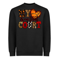 Black my heart is on that court basketball red and black Heavyweight Sweatshirt - NancyCooperArtShop