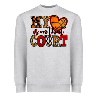 Heather Grey my heart is on that court basketball red and black Heavyweight Sweatshirt - NancyCooperArtShop