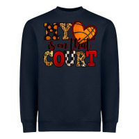 Navy my heart is on that court basketball red and black Heavyweight Sweatshirt - NancyCooperArtShop