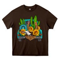 Chocolate Brown western truck Horseshoe Heavy Core Tee - HRA Design Shop