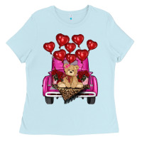 Baby Blue valentines day tedybear truck Ladies Tee - RanaPortraitStore