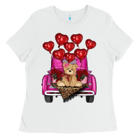 White valentines day tedybear truck Ladies Tee - RanaPortraitStore