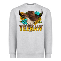 Heather Grey yeehaw bull skull Heavyweight Sweatshirt - NancyCooperArtShop