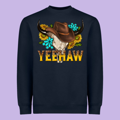 Yeehaw Bull Skull Heavyweight Sweatshirt Designed By Nancycooperartshop