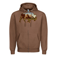 Chestnut Bison Silhouette Desert Landscape Zipper Hoodie - Bettercallsaul