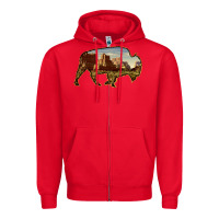 Red Bison Silhouette Desert Landscape Zipper Hoodie - Bettercallsaul