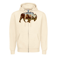 Sandshell Bison Silhouette Desert Landscape Zipper Hoodie - Bettercallsaul