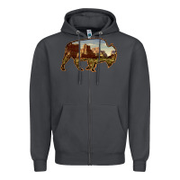 Smoke Bison Silhouette Desert Landscape Zipper Hoodie - Bettercallsaul