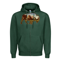 Sports Green Bison Silhouette Desert Landscape Zipper Hoodie - Bettercallsaul