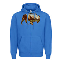 True Royal Bison Silhouette Desert Landscape Zipper Hoodie - Bettercallsaul